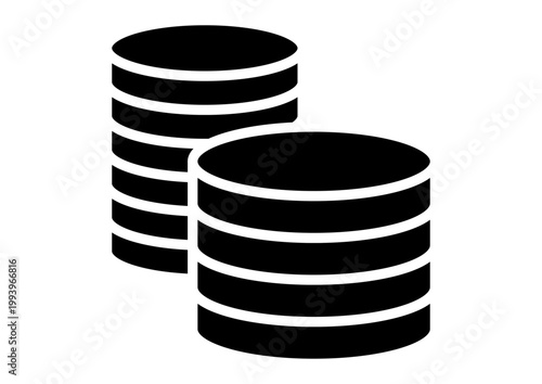 山積みのコイン　アイコン　お金　投資　リターン　利益　白黒　ベクターイラスト