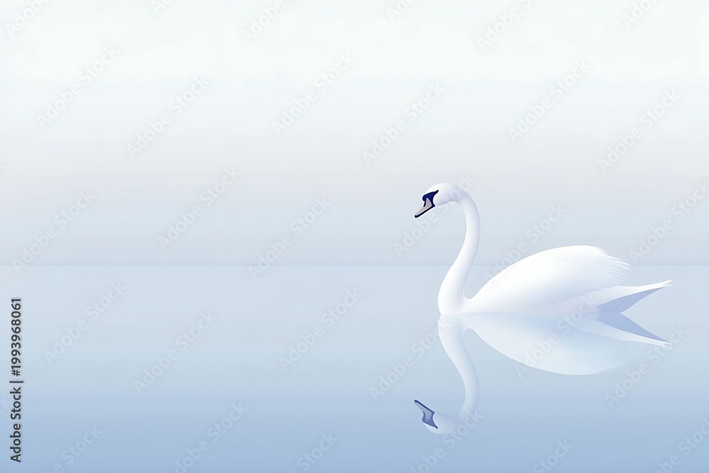 Fototapeta premium Serene swan gliding on calm waters