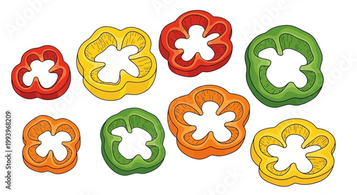 Colorful bell pepper cookie cutters.