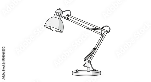 Desk lamp with adjustable arm.
