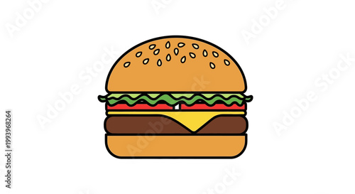 Delicious burger with cheese lettuce tomato.