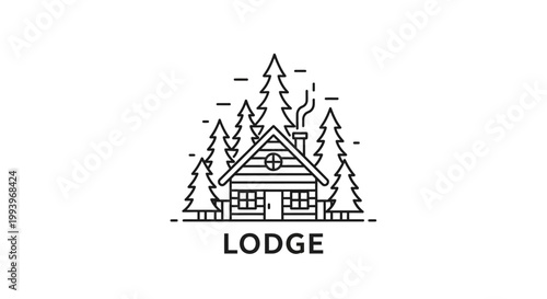 Lodge cabin in the woods logo.