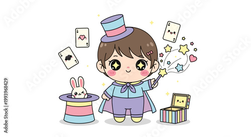 Magician Kid with Magic Hat On.