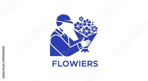 Man holding bouquet of flowers logo.