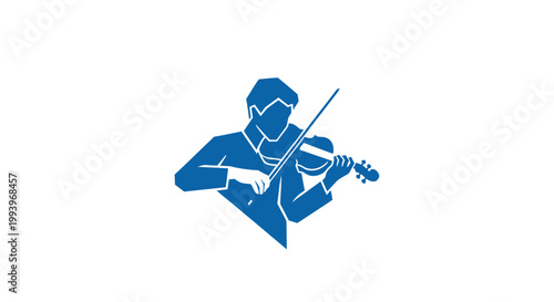 Man Playing Blue Violin Silhouette Music.