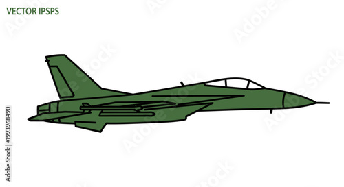 Military Green Fighter Jet Aircraft.