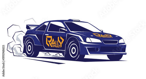 Racing car speeding on track.