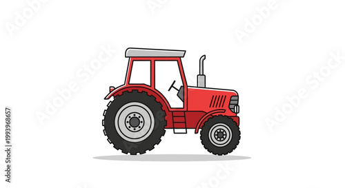 Red Tractor Vehicle Farm Equipment.
