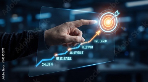 Smart goals concept with target and business strategy planning digital interface