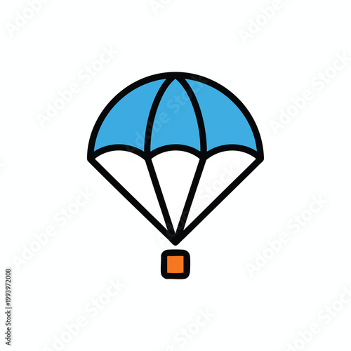 Minimalist Blue Parachute Icon Illustration.