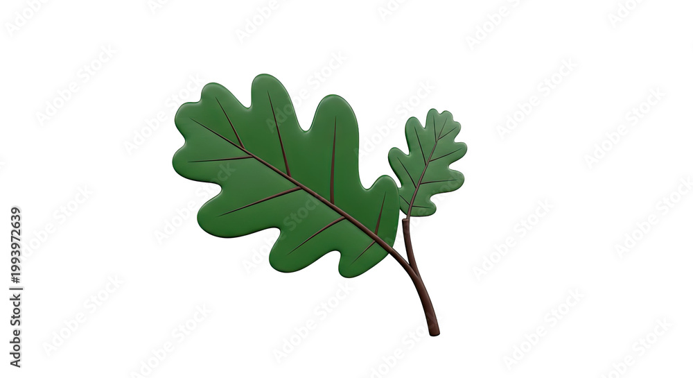 Fototapeta premium Stylized 3D Oak Leaves on a Branch