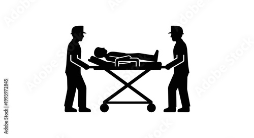 Paramedics carrying patient on stretcher icon