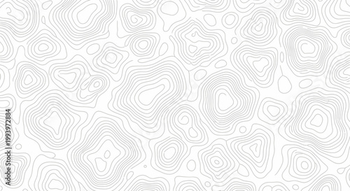 Seamless topographic map contour lines pattern in grey on white
