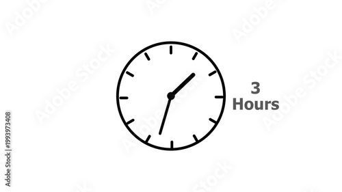 3 hours service clock icon. 3 hours customer service concept. 3 Hours Countdown Animation.