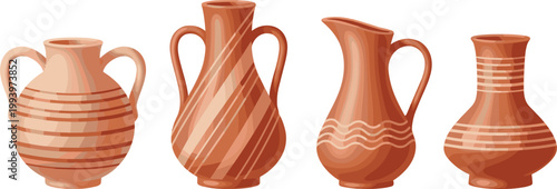 Collection of Handcrafted Ceramic Vases with Unique Designs and Patterns