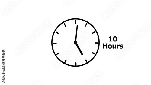 10 hours service clock icon. 10 hours customer service concept. 10 Hours Countdown Animation.