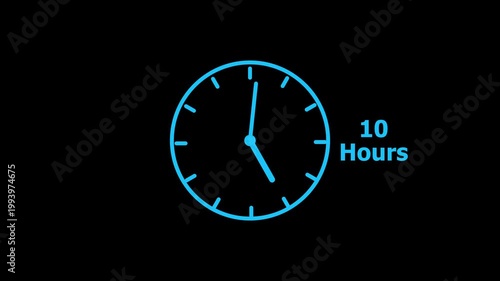 10 hours service clock icon. 10 hours customer service concept. 10 Hours Countdown Animation.
