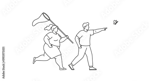 Chasing Dreams - Two People Attempt to Catch a Flying Object.