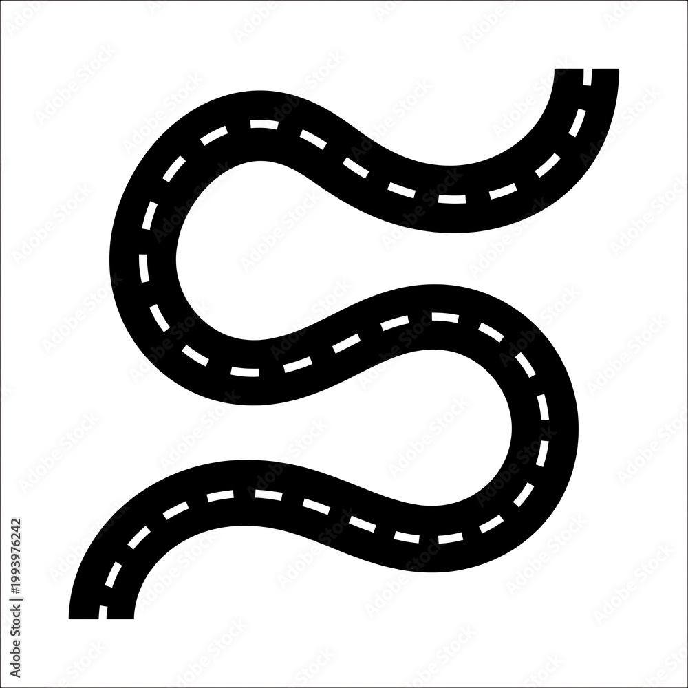 Fototapeta premium Abstract winding road illustration on white background for design elements