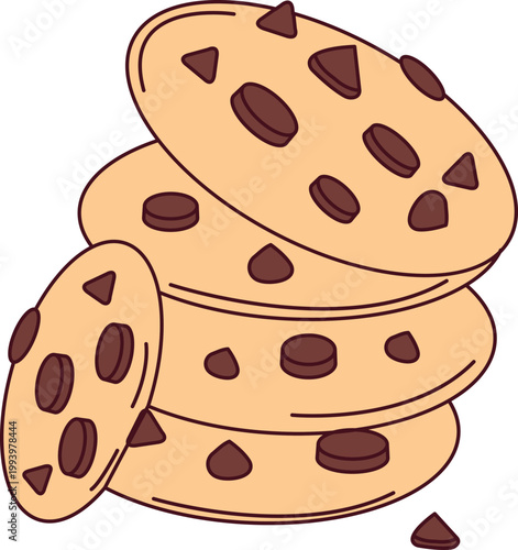 A stack of chocolate chip cookies vector illustration eps