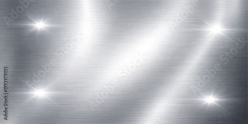 Polished silver brushed metal texture background featuring a shiny stainless steel plate with a smooth grey industrial pattern and metallic light reflection design