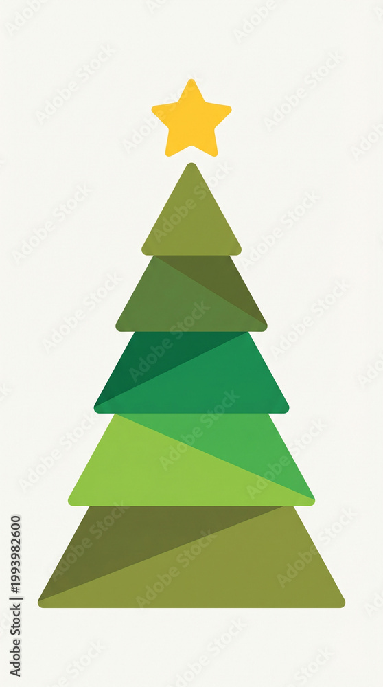 Obraz premium A simplistic and charming illustration of a festive Christmas tree adorned with a radiant star on top