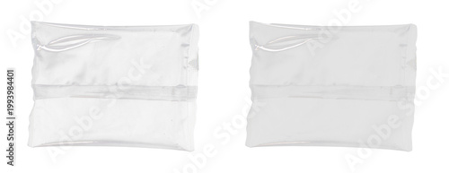 Two Empty Clear Plastic Food Pouches on Transparent Background
