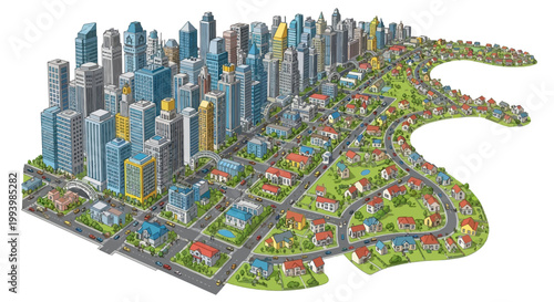 City Skyline with Modern Skyscrapers.