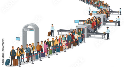 People waiting in line airport passengers.