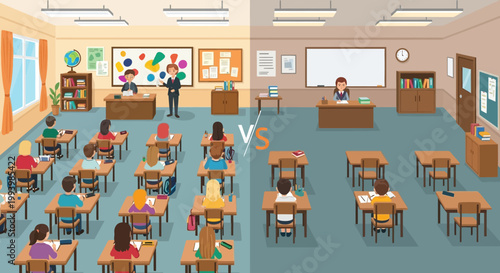 Students sitting at desks in classroom.