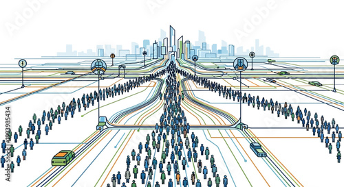 People Walking on City Streets.