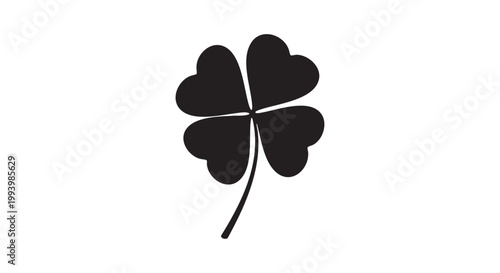 Four leaf clover silhouette symbol of luck and fortune for st patricks day celebrations and traditional irish folklore.