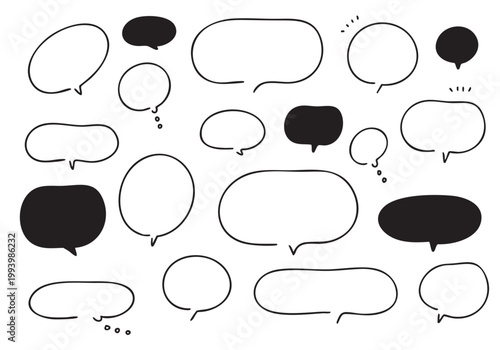 シンプルな線画の吹き出しセット