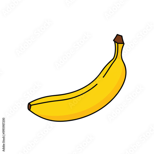 A single yellow banana fruit illustration isolated on a white background.
