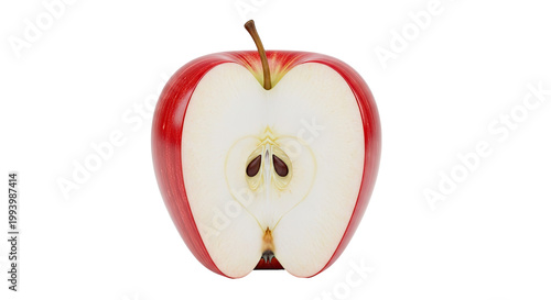 Cross-section of a Red Apple Showing Seeds and Core
