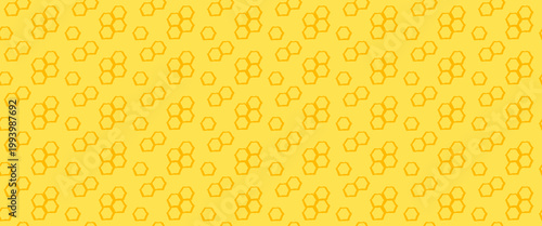 Yellow honeycomb seamless pattern with hand drawn hexagons. Bee wax background in crayon textured style. Honeycomb seamless pattern with crayon texture.