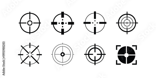 Black and white crosshair target aiming sight scope vector illustration isolated on white background