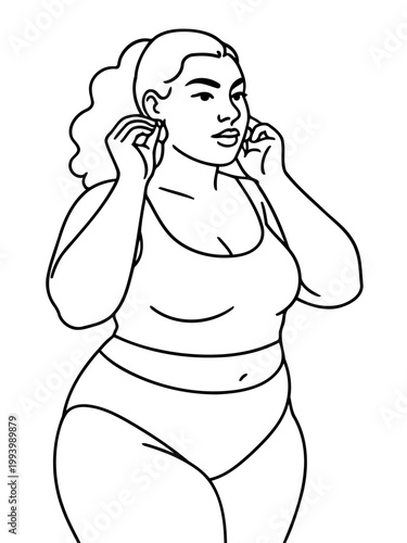 Body Positivity Silhouette: A black and white illustration of a curvy individual, showcasing confidence and self-acceptance.