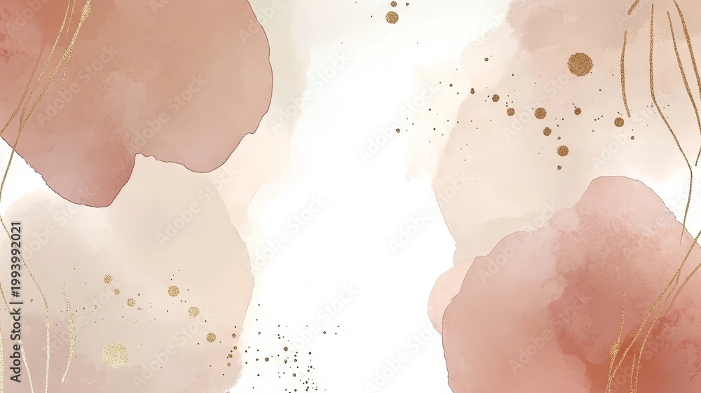 Fototapeta premium Elegant pink and gold watercolor background with luxurious gold foil accents for design.
