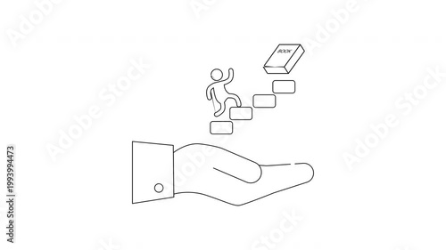 Business Growth Concept - Person Climbing Stairs Supported by Hand.