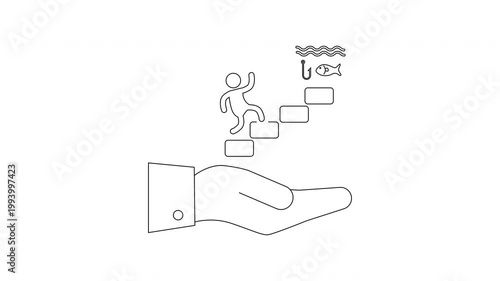 Hand Holding Person Climbing Stairs Towards Success and Opportunity.