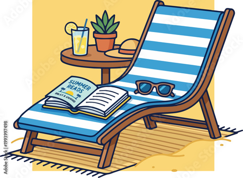 Beach Chair With Sunglasses Book.