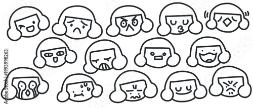 Cute simple emotion character set	