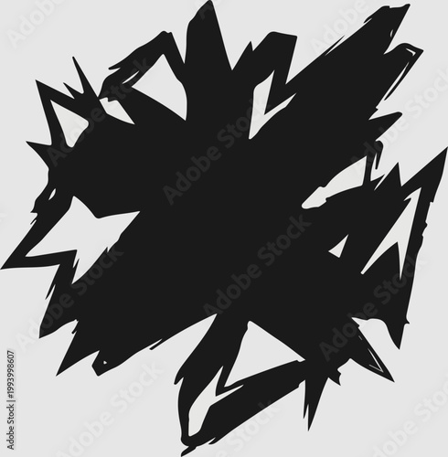Black abstract shape with sharp edges.