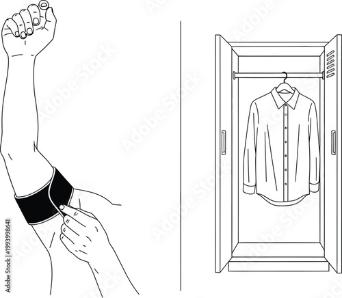 Technical drawing of a revolving door system side and front views with internal components