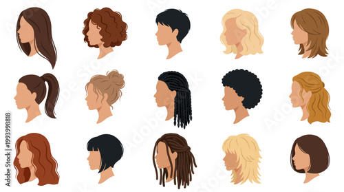 Beauty People Diverse Women Hairstyles Flat Design Vector Avatars Collection