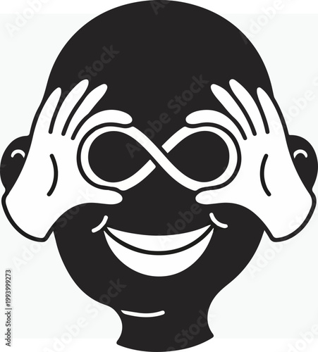 Black silhouette man with hands on face.