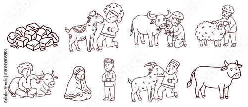 Various people with cattle for religious sacrifice