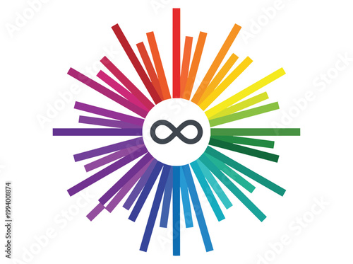 Flat neurodiversity awareness vector illustration, symbolizing infinite possibilities and colorful diversity