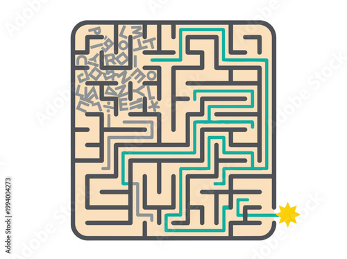 Flat vector illustration of a maze representing neurodiversity awareness, showcasing the complexity of navigating challenges